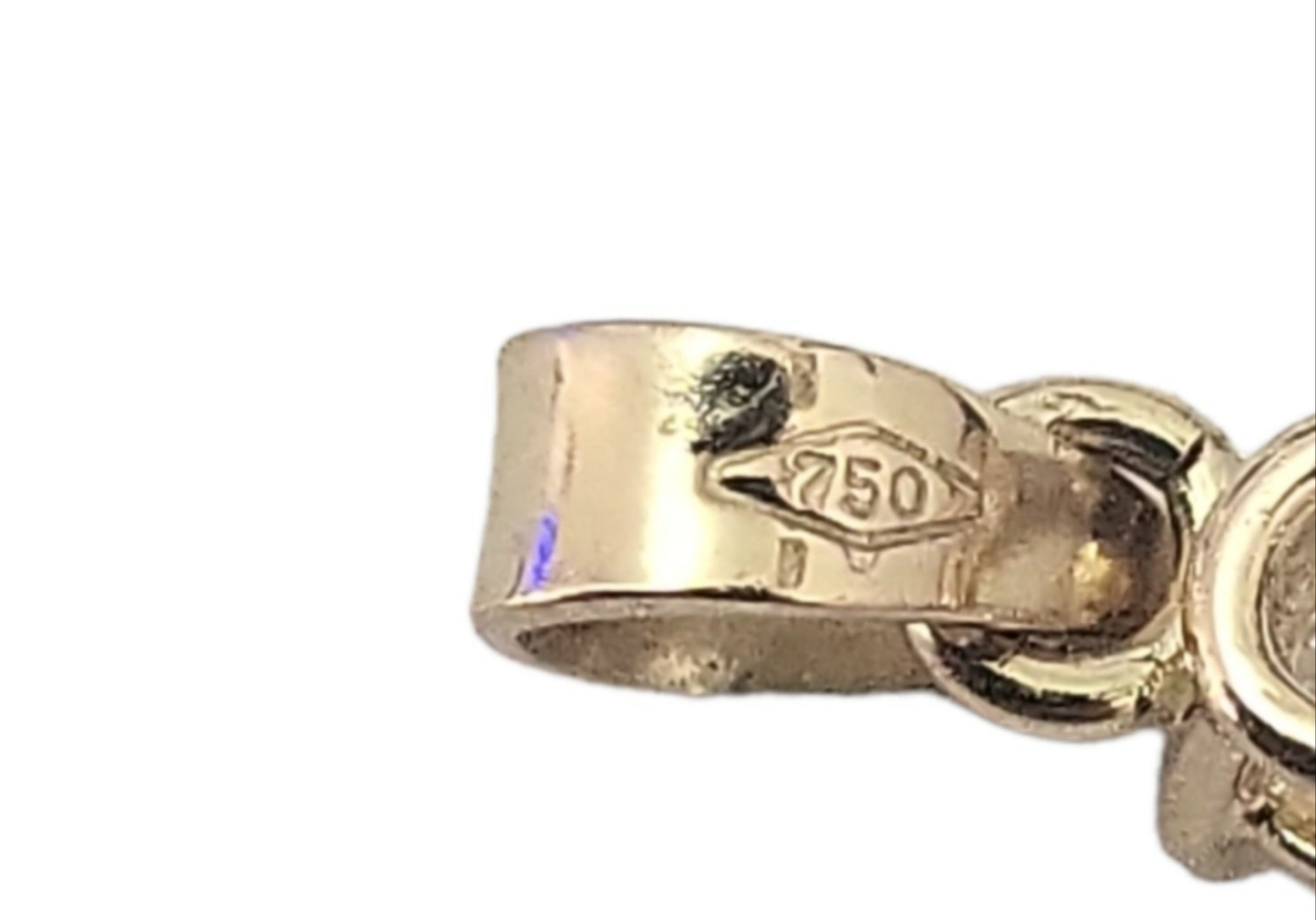 ciondolo pendente punto luce in oro giallo 18k e diamanti naturale 0,15 ct