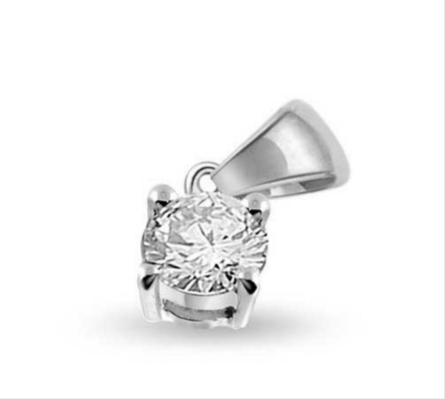 ciondolo punto luce in oro bianco 18k e diamanti naturale 0,10 ct
