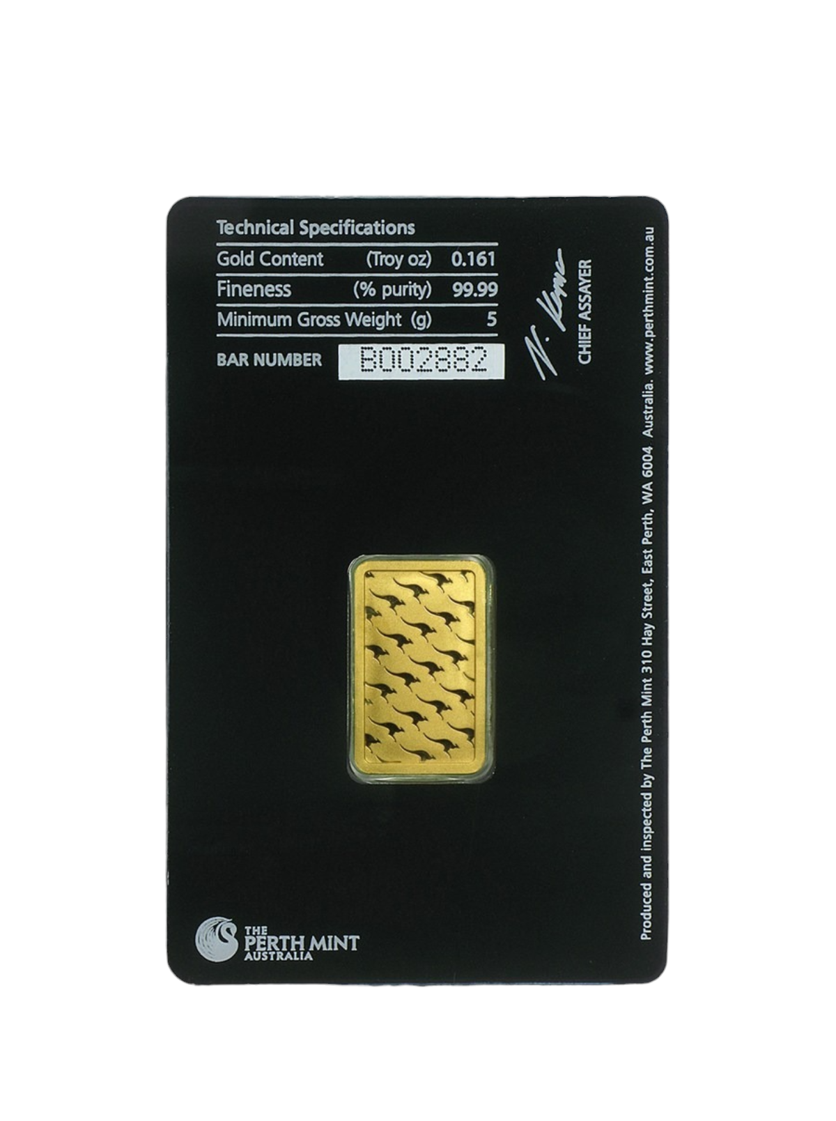 Lingote de oro puro de 24 quilates de 5 gramos (Casa de la Moneda de Perth) Australia
