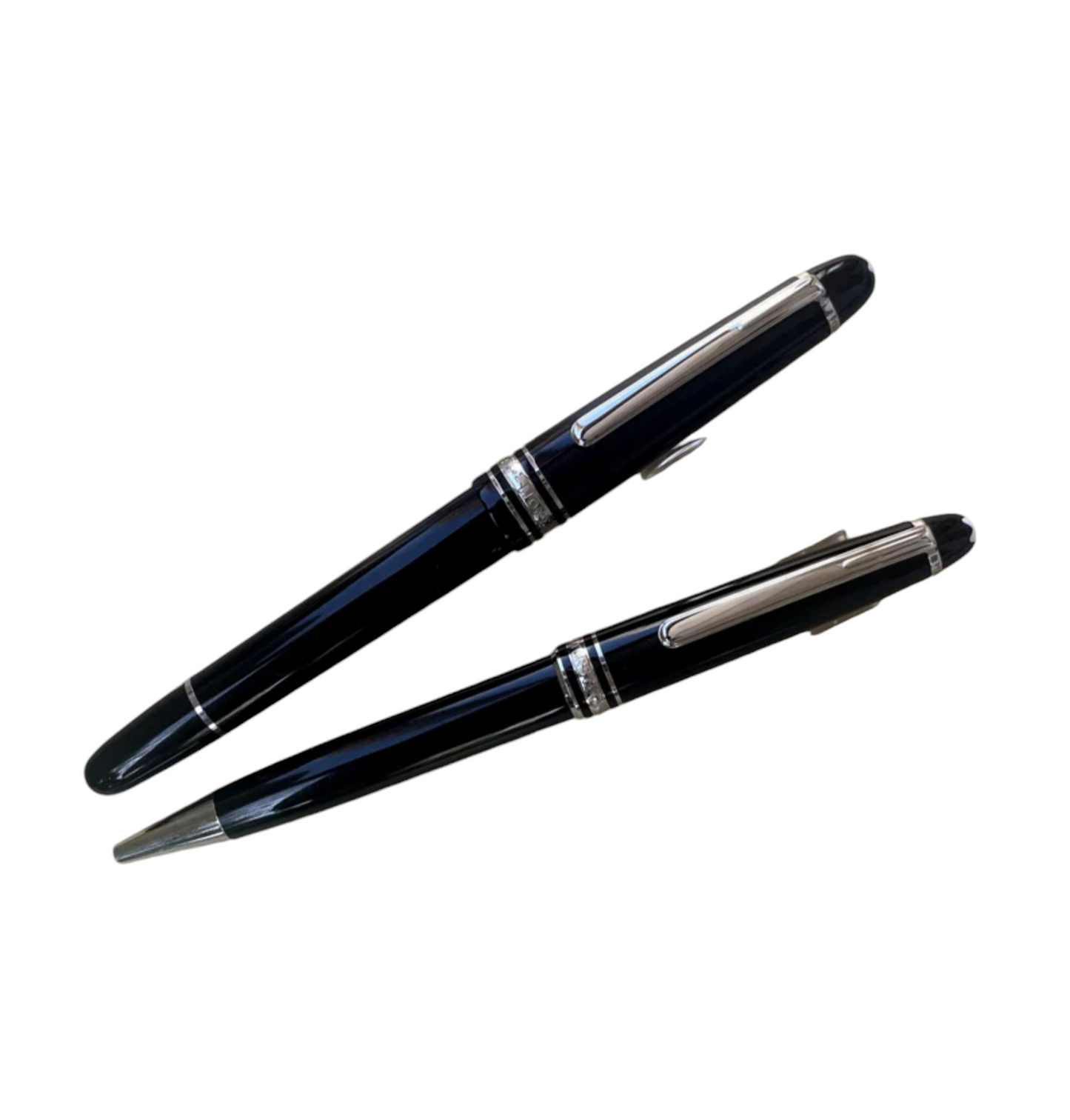 Juego de 2 bolígrafos, pluma estilográfica y bolígrafo 145 Montblanc Meisterstück Glacier Classique