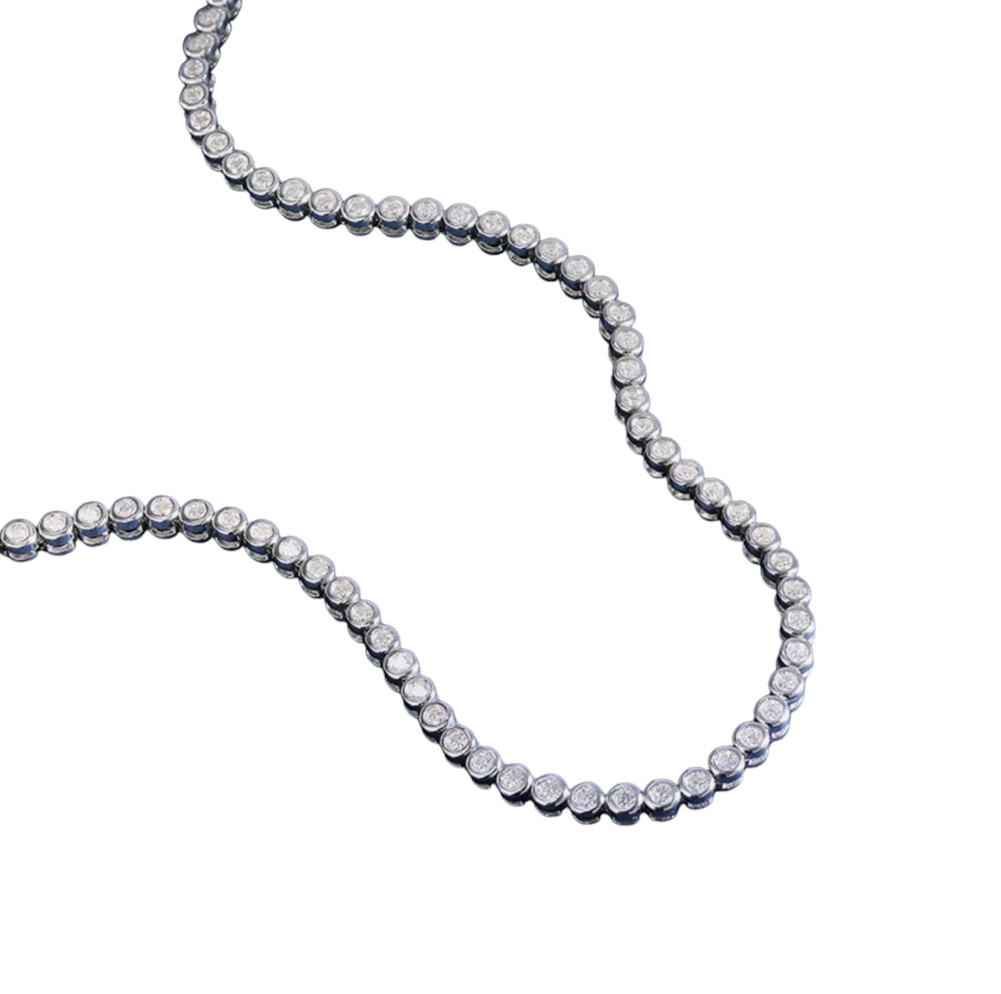 18 Karat 750 Weißgold Tennis-Halskette mit 9 Karat Naturdiamanten