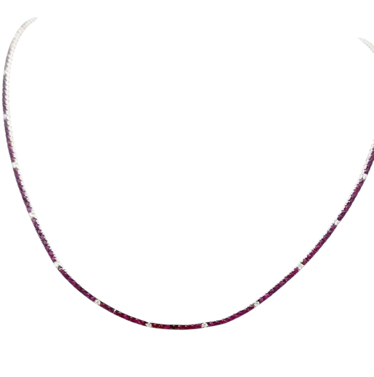 Collana tennis in oro bianco con rubino e diamante naturale 7.90 ct