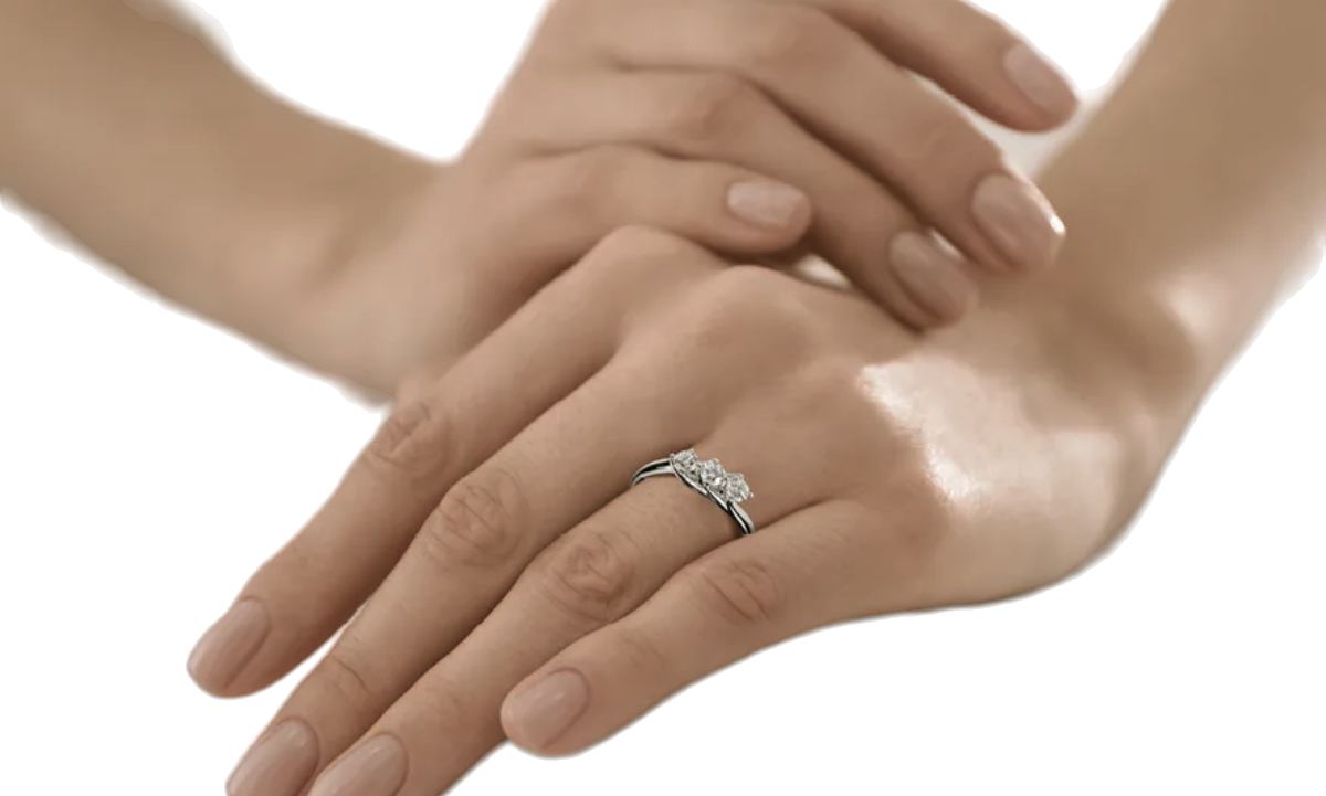 Anillo de trilogía con certificación HRD y 3 diamantes naturales de 0,52 ct
