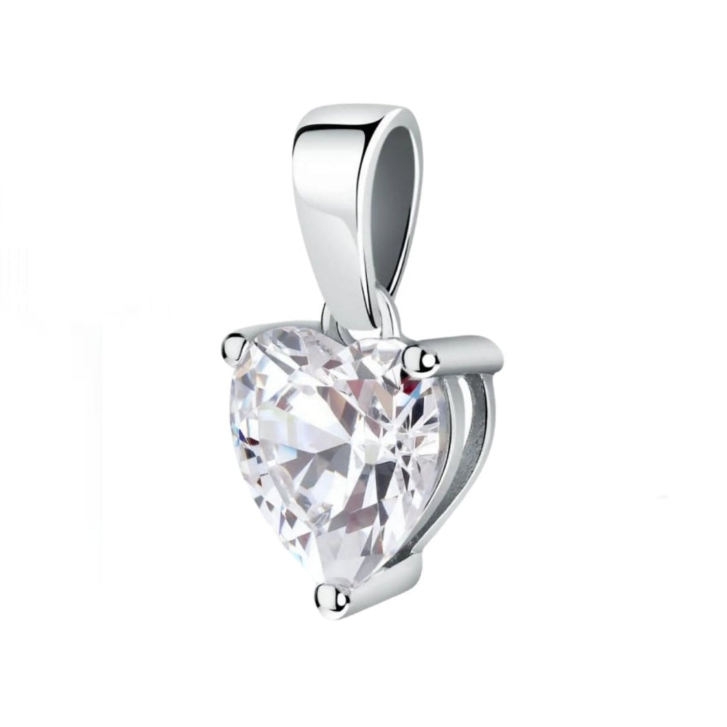 Ciondolo punto luce taglio cuore in oro bianco e diamante naturale 0,15 ct