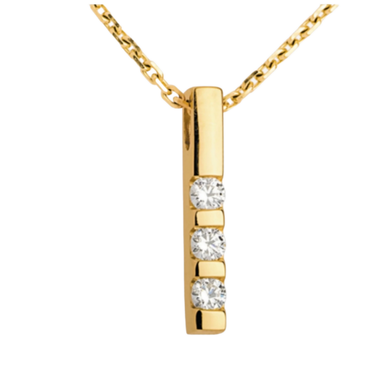 ciondolo trilogy in oro giallo e 3 diamanti naturali 0,30 ct