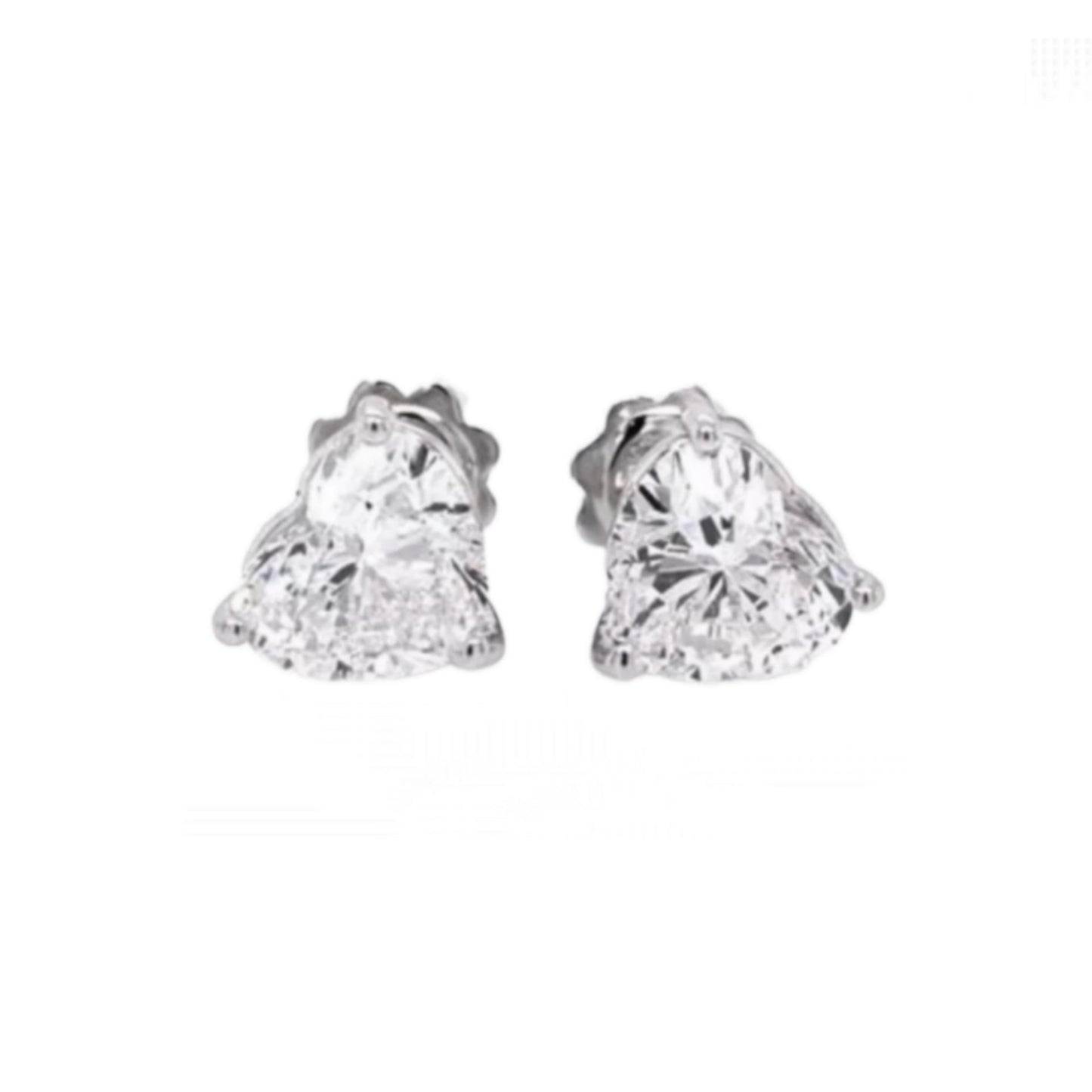 orecchini punto luce in oro bianco 18k e 2 diamanti naturali taglio cuore 0,50 ct