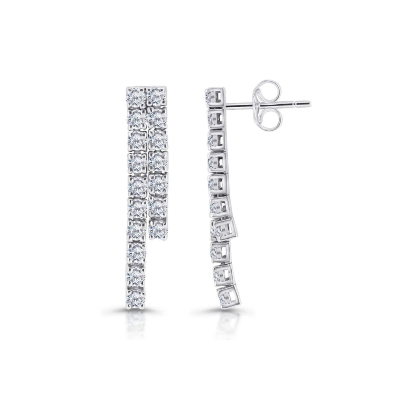 orecchini tennis in oro bianco 18k e 2 fila diamanti naturali 0,68ct