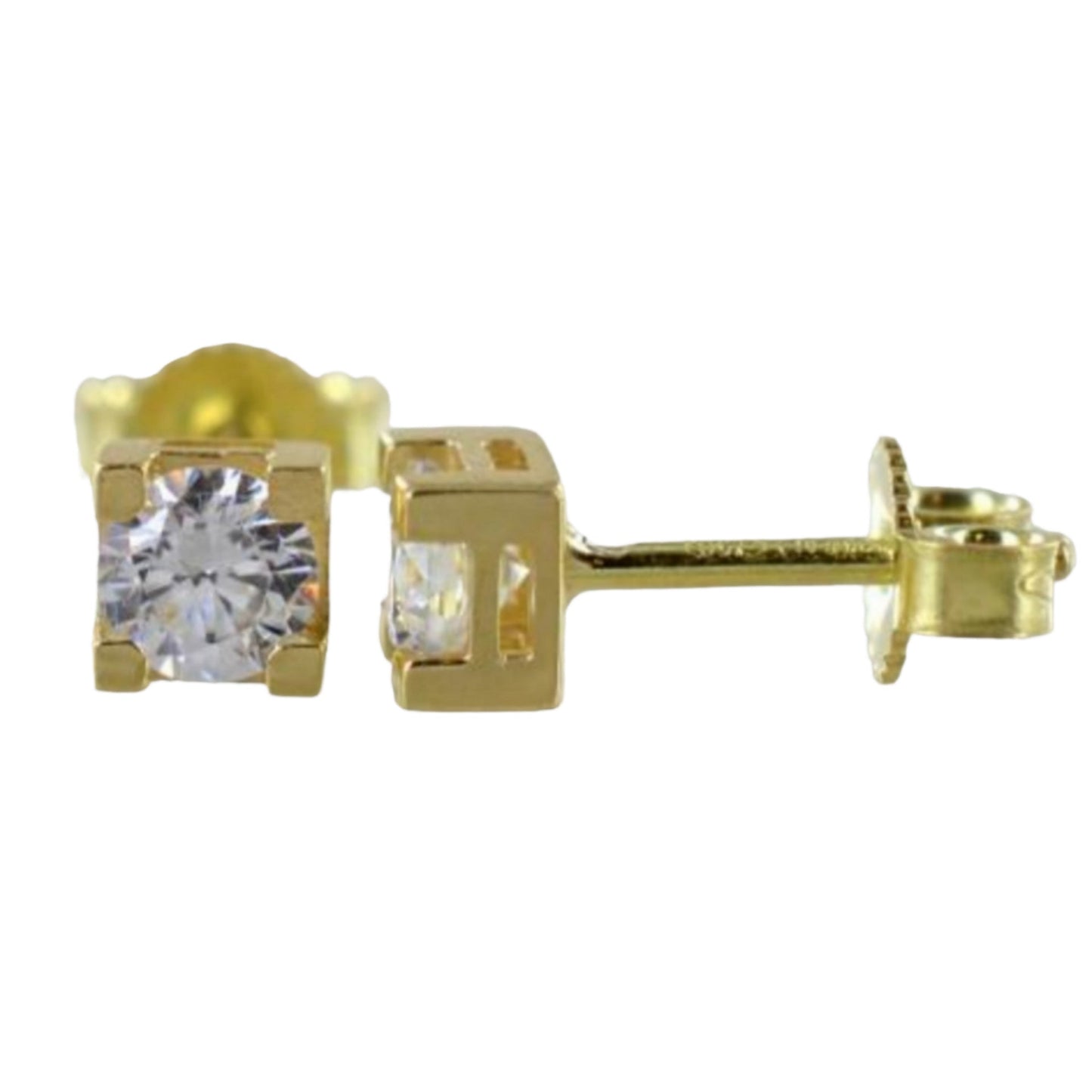 orecchini punto luce quadrato in oro giallo e 2 diamanti naturali 0,50 ct