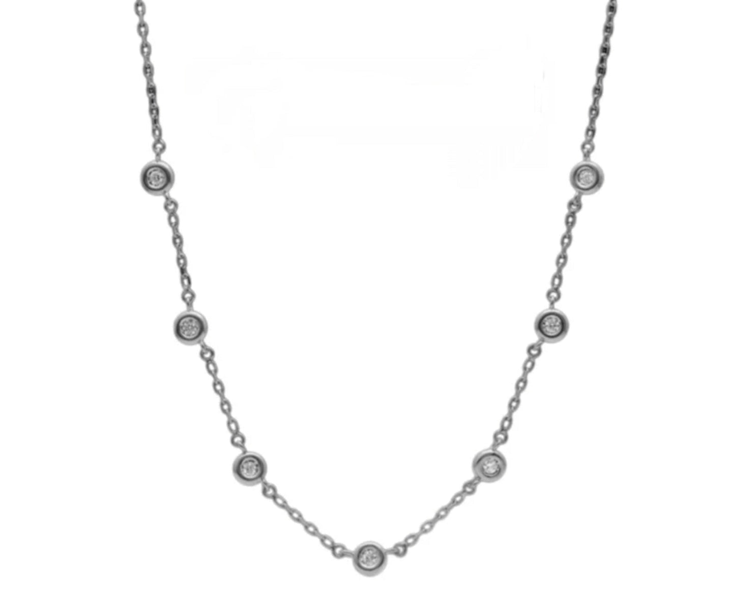 HRD-zertifizierte Halskette aus Weißgold mit 7 natürlichen Diamanten 0,77 ct