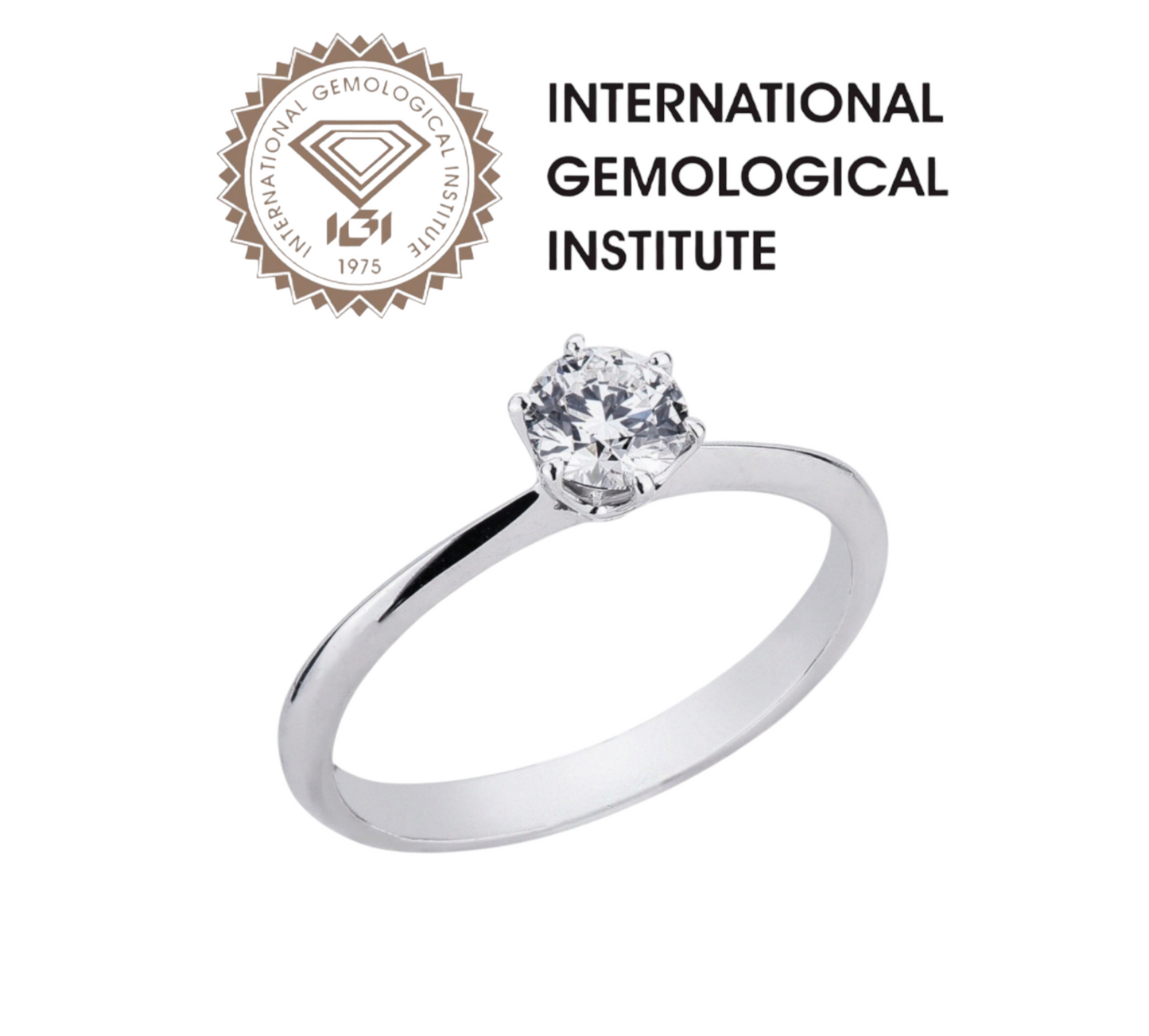 Anello solitario diamante naturale 1.00 ct certificato IGI D IF