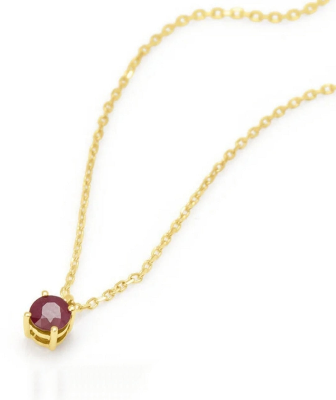 Colgante punto de luz en oro blanco de 18k y rubí natural de 0,50 ct