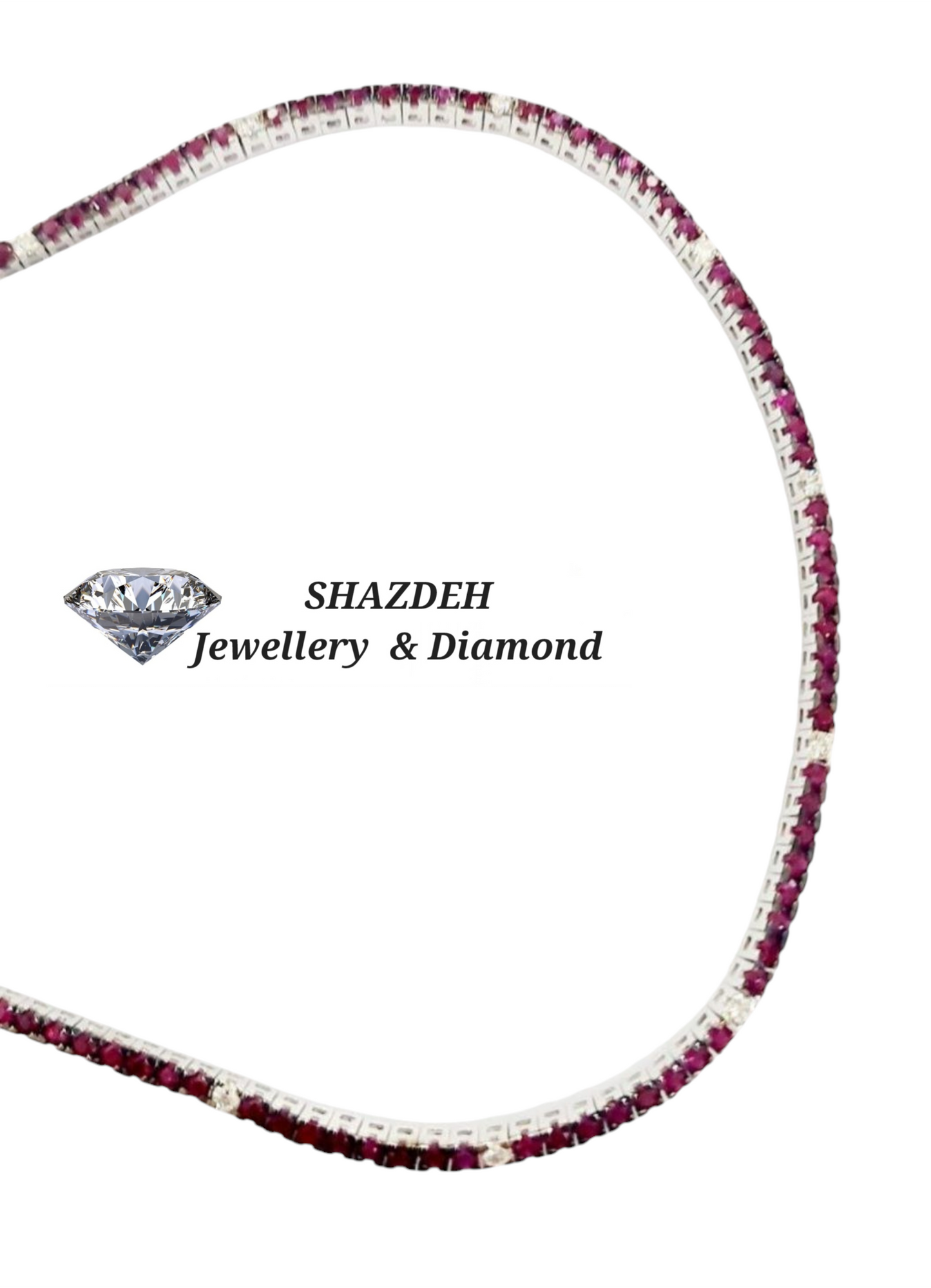Collana tennis in oro bianco con rubino e diamante naturale 7.90 ct