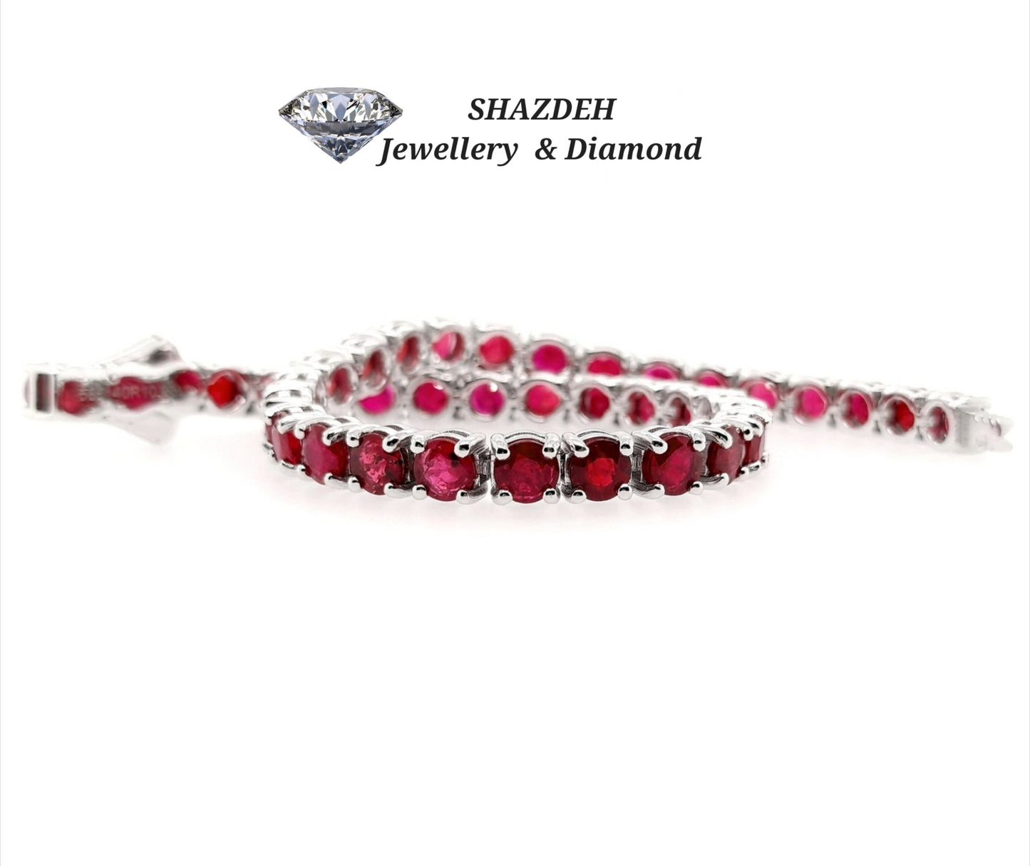 Bracciale tennis in oro bianco e rubino naturale 10.93 ct