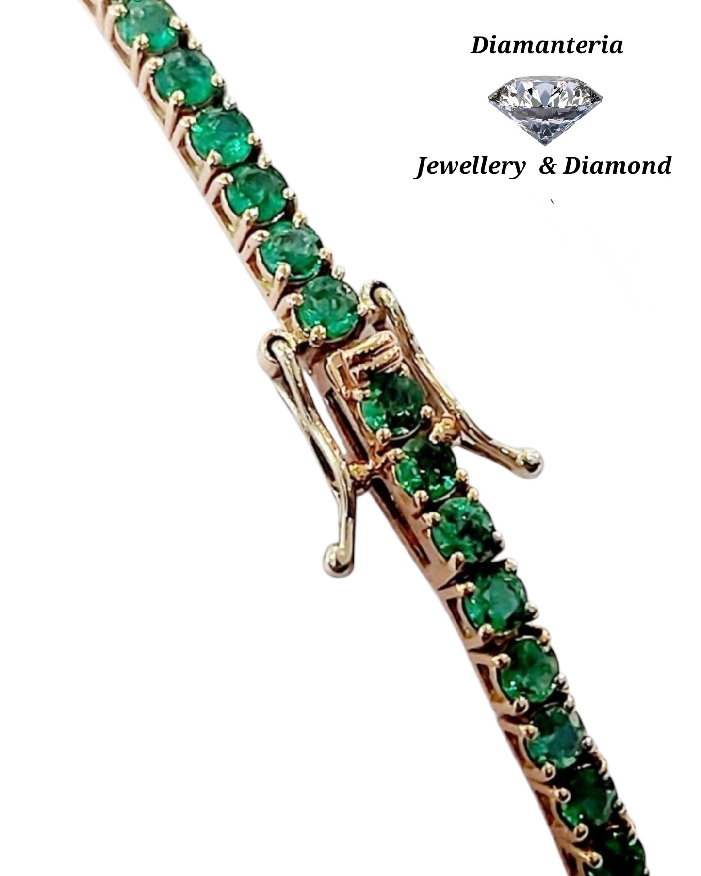 Bracciale tennis in oro e smeraldo naturale 10.08ct