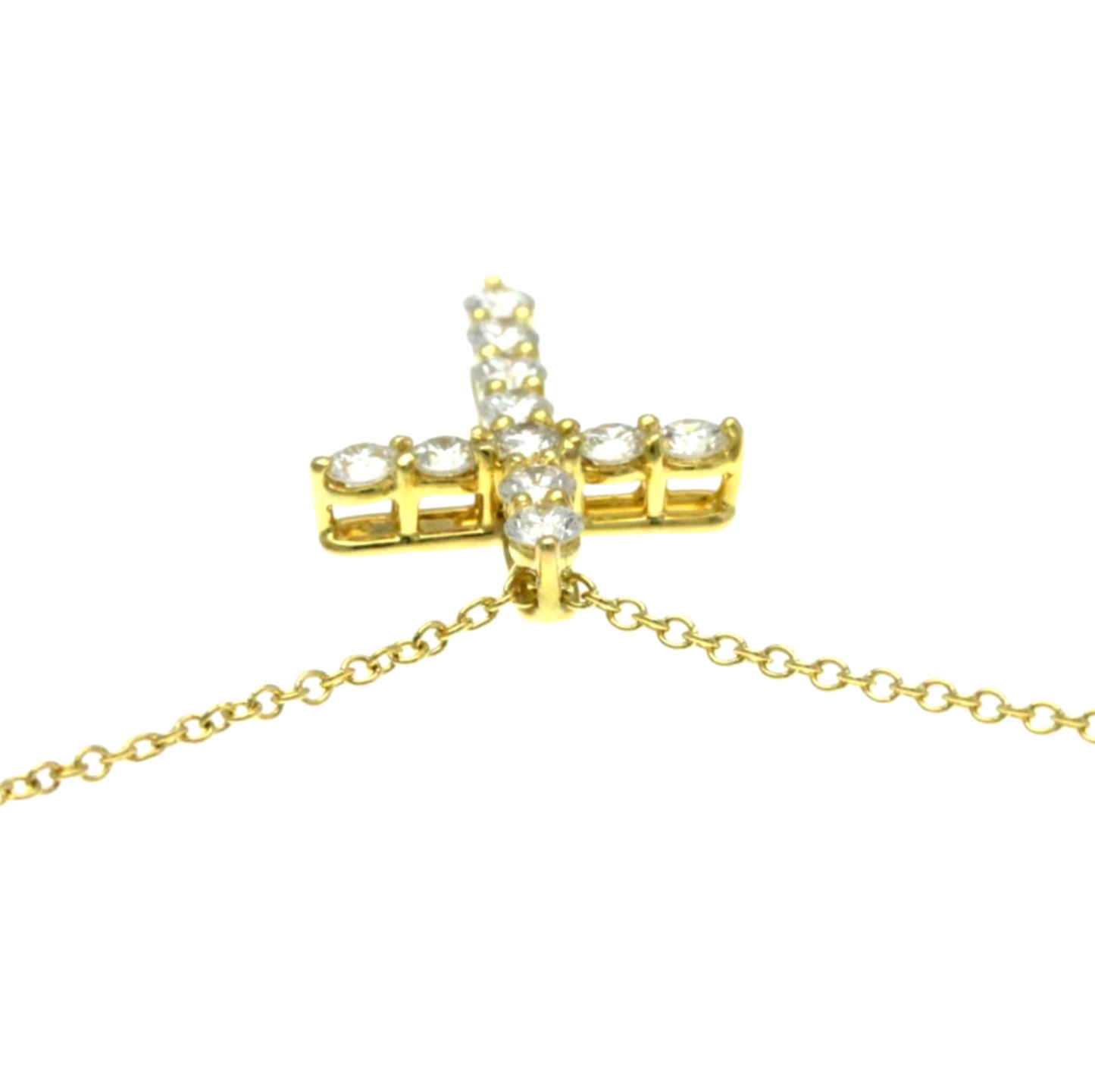 Collana croce in oro e diamanti naturali 1.10 ct