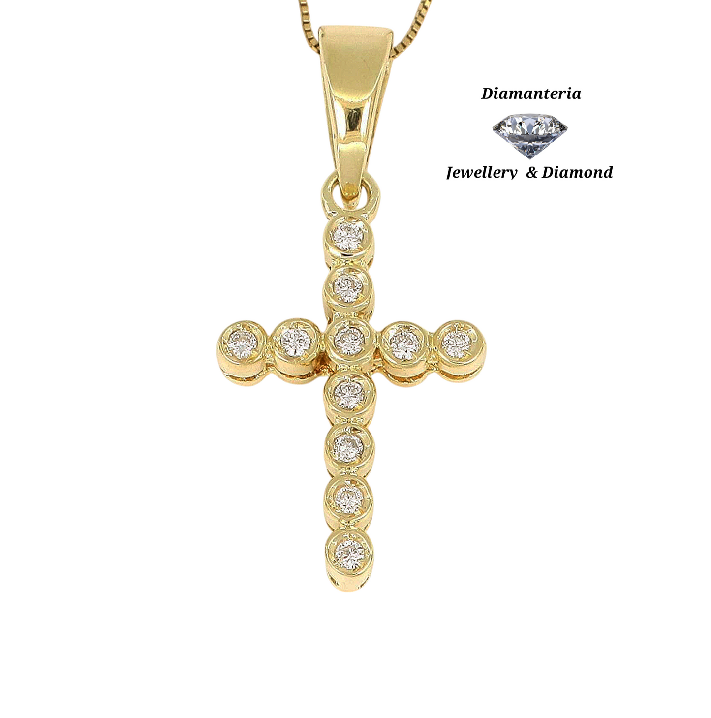 Collana croce in oro e diamanti naturali 1.10 ct