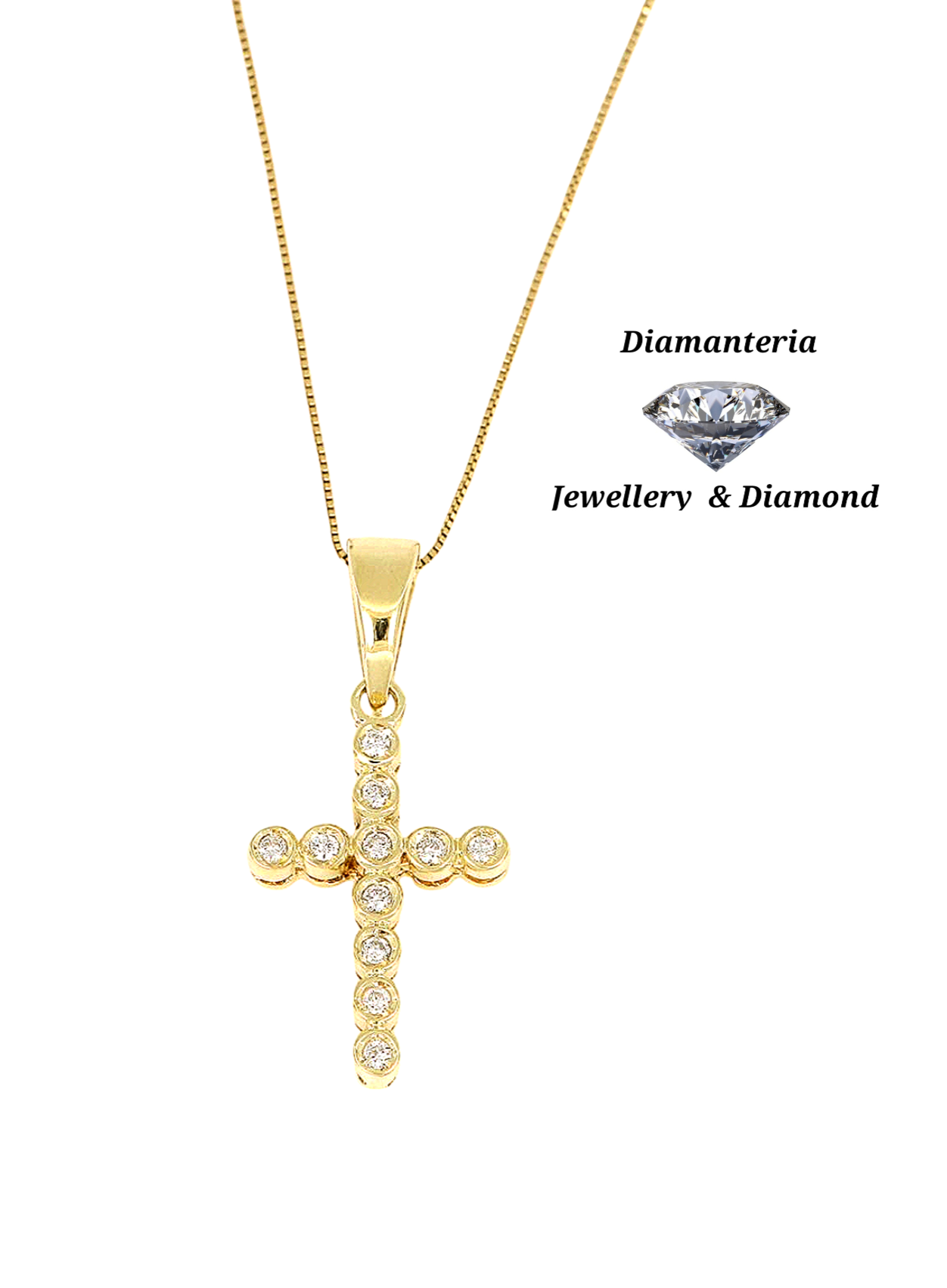 Collana croce in oro e diamanti naturali 1.10 ct