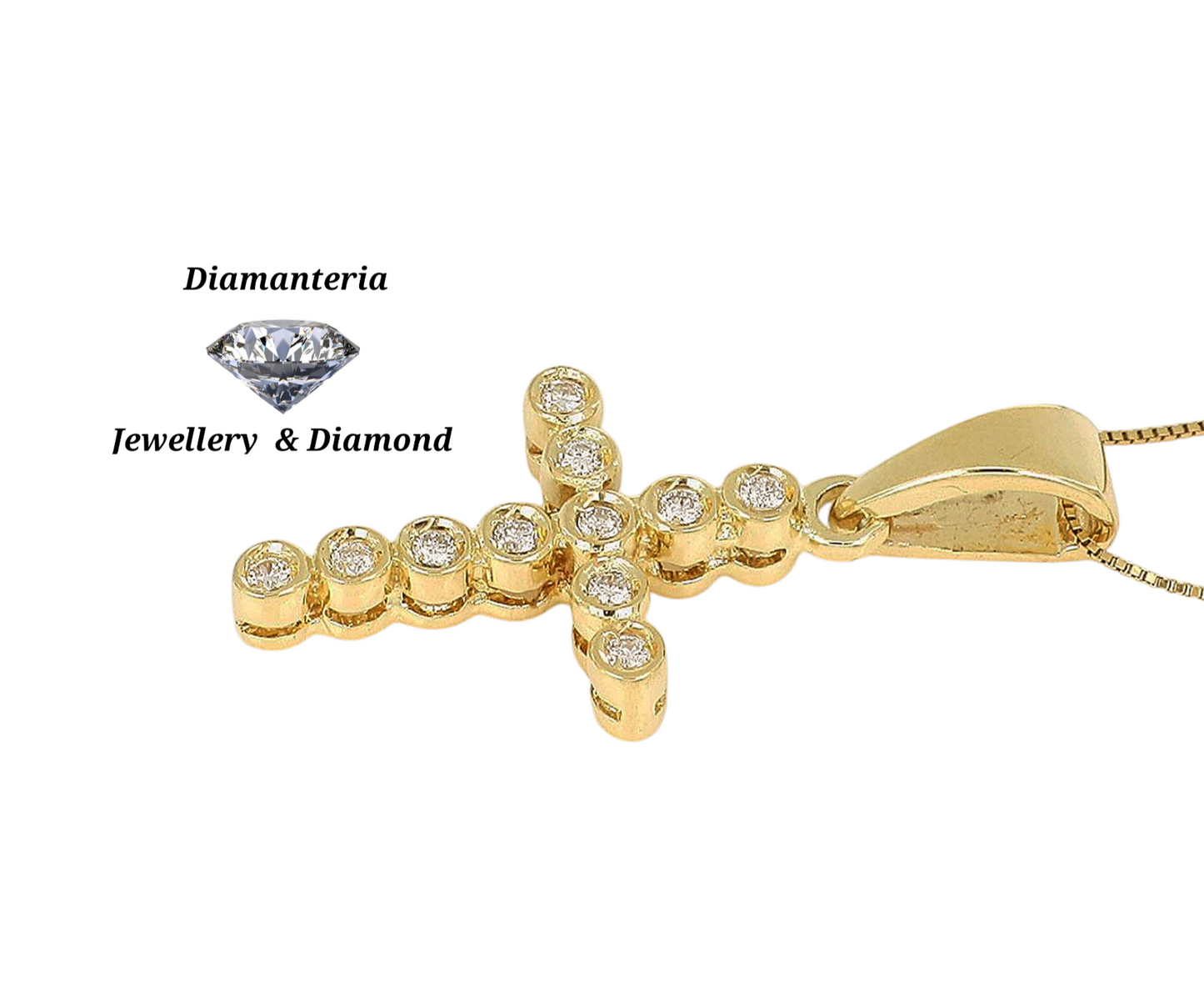 Collana croce in oro e diamanti naturali 1.10 ct