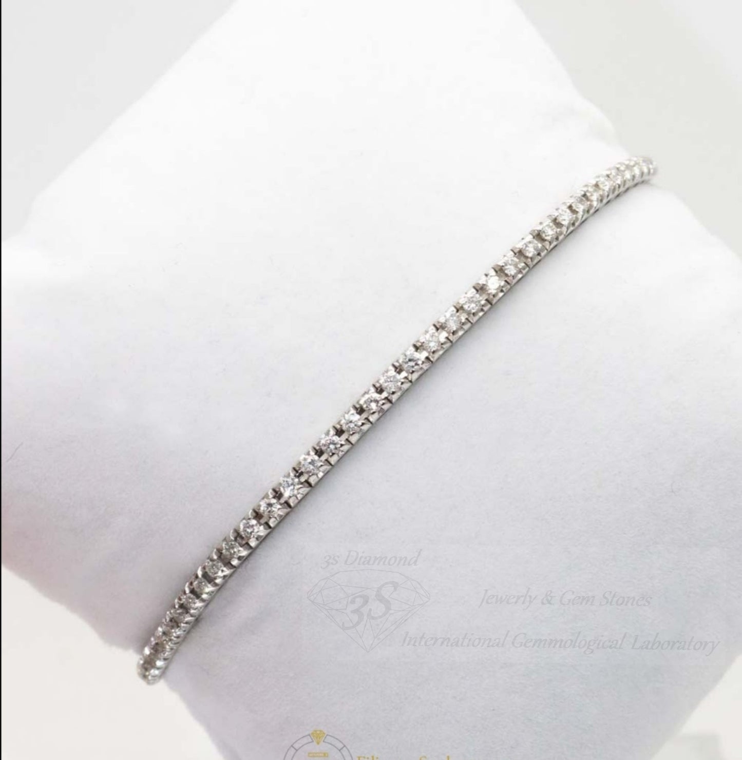 bracciale tennis in oro bianco 18k 750 e diamanti naturali 2,70ct