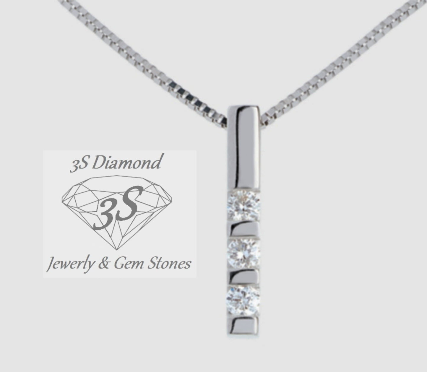 Colgante trilogía oro blanco 18k con 3 diamantes naturales 0,60ct