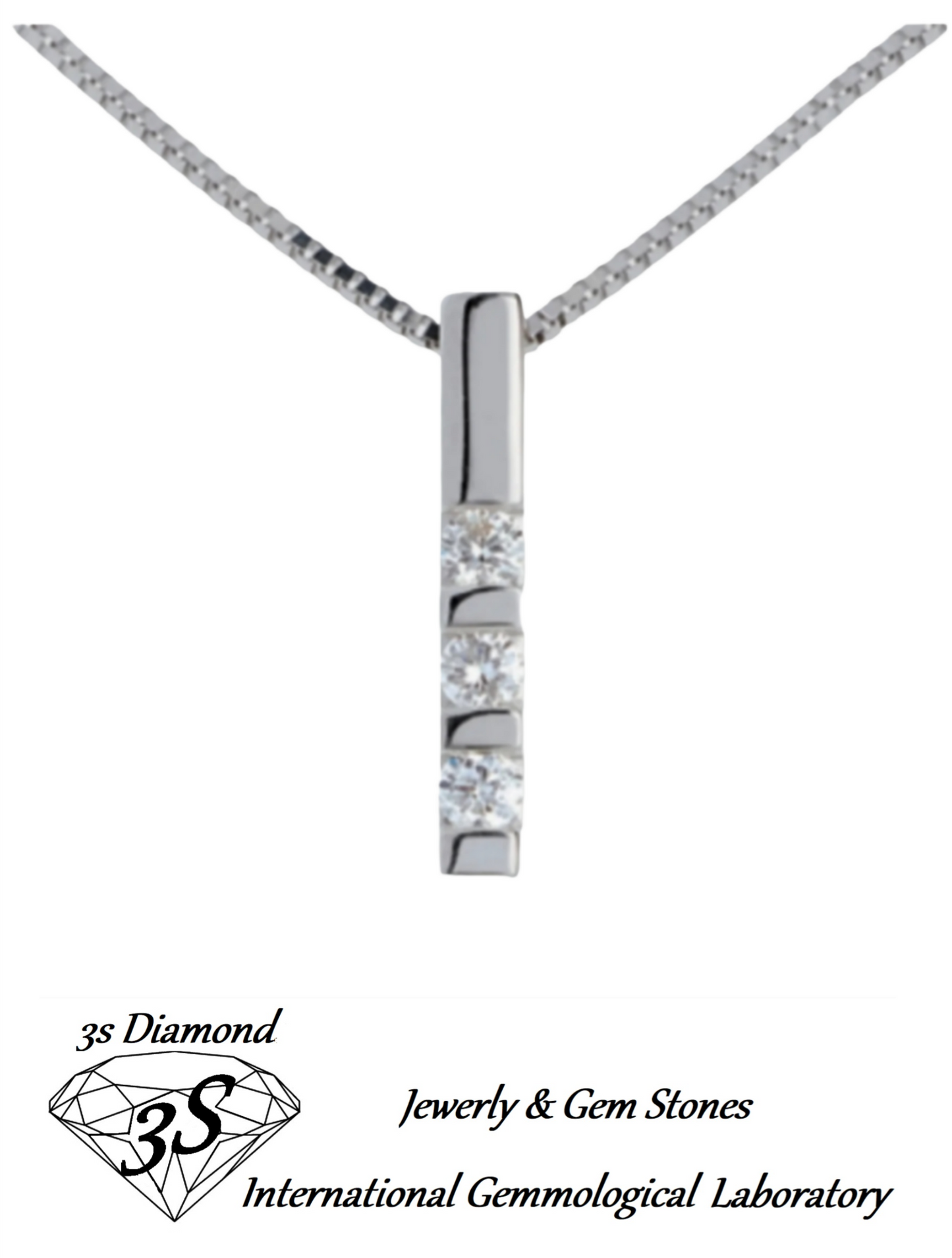 Colgante trilogía oro blanco 18k con 3 diamantes naturales 0,60ct