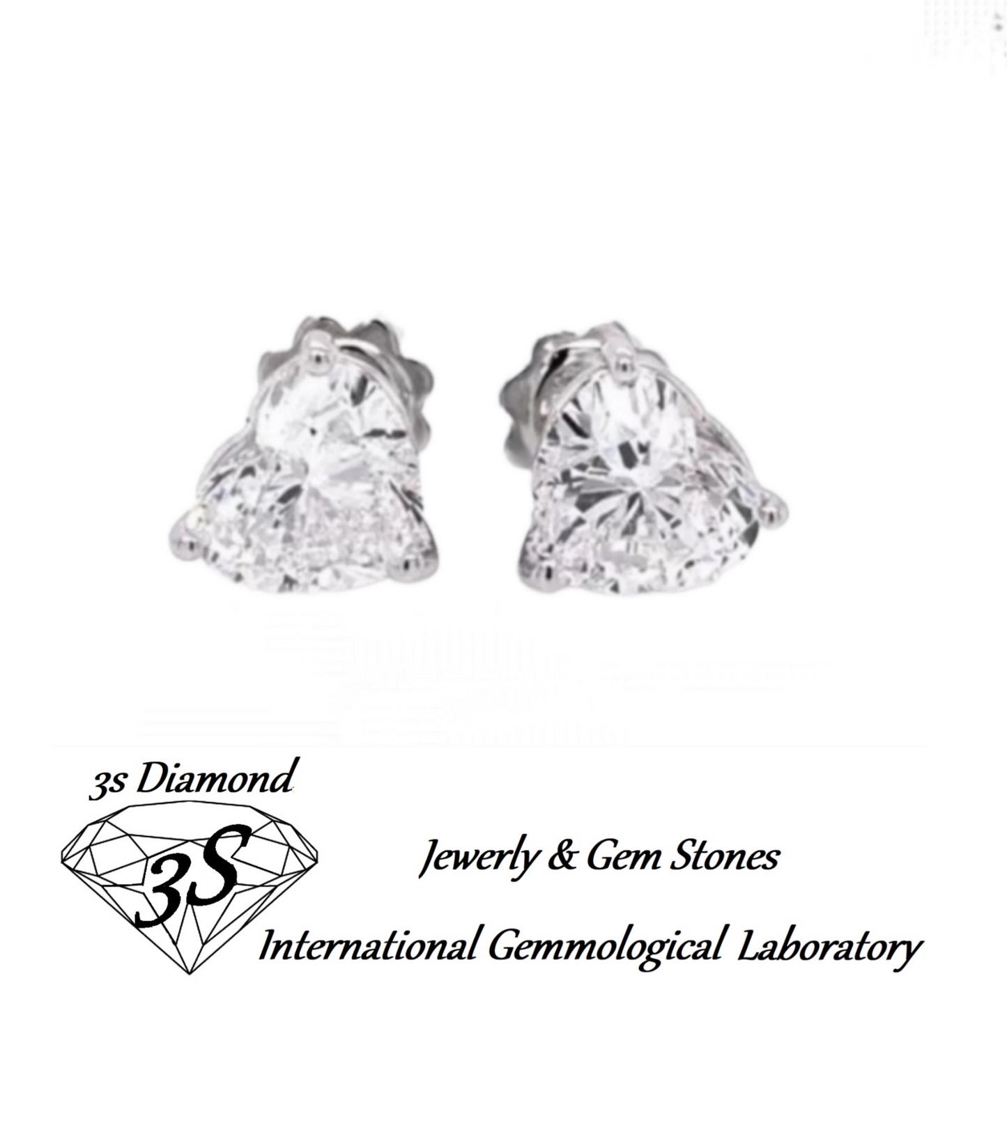 orecchini punto luce in oro bianco 18k e 2 diamanti naturali taglio cuore 1,00 ct