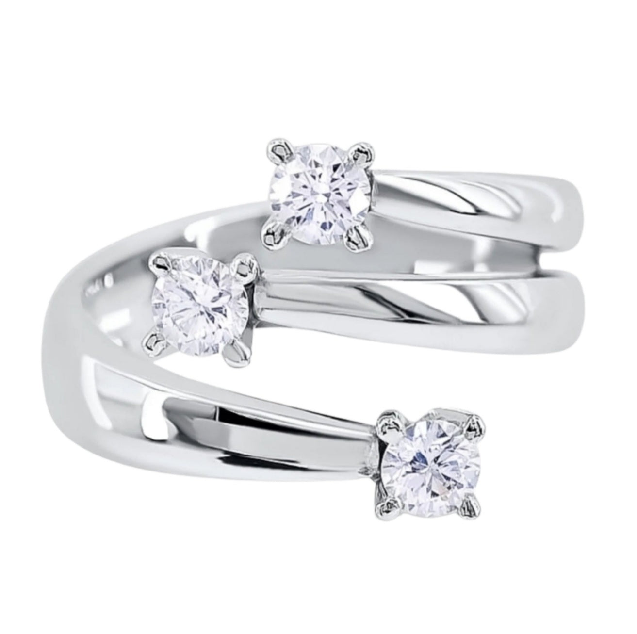 Anillo trilogía, diamantes naturales de 0,45 ct certificados IGI D IF