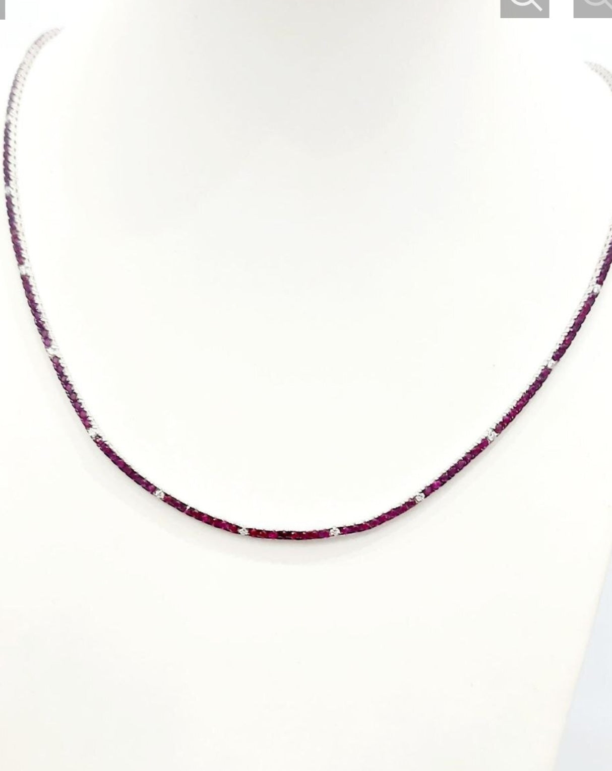 Collana tennis in oro bianco con rubino e diamante naturale 7.90 ct