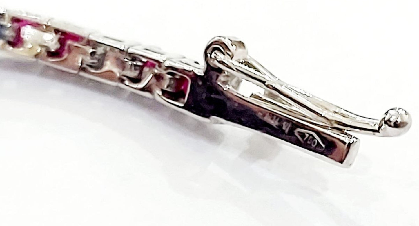 Collana tennis in oro bianco con rubino e diamante naturale 7.90 ct