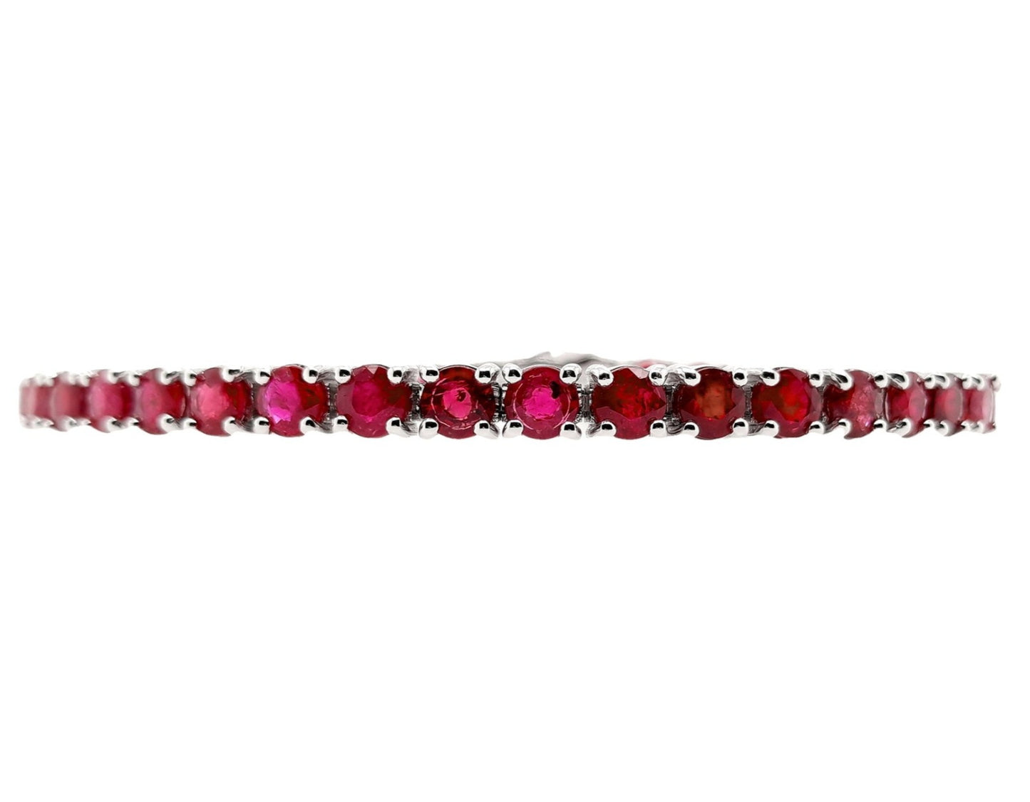 Bracciale tennis in oro bianco e rubino naturale 10.93 ct