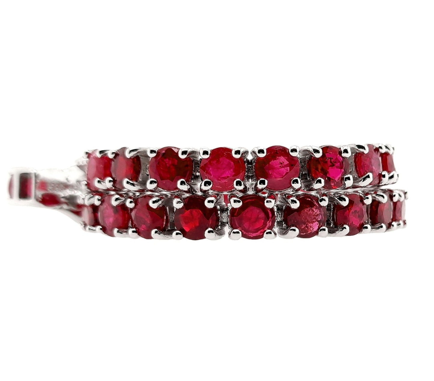 Bracciale tennis in oro bianco e rubino naturale 10.93 ct