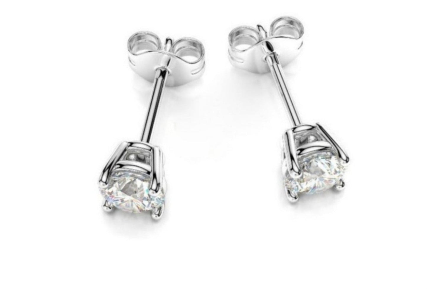 orecchini punto luce in oro bianco 18k e 2 diamanti naturali 0,20ct