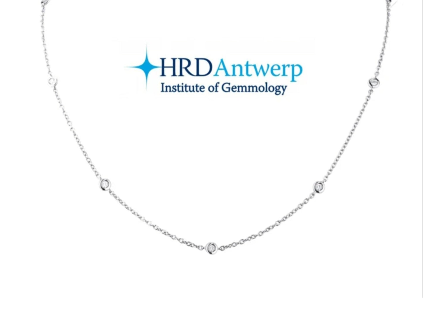 HRD-zertifizierte Halskette aus Weißgold mit 7 natürlichen Diamanten 0,77 ct