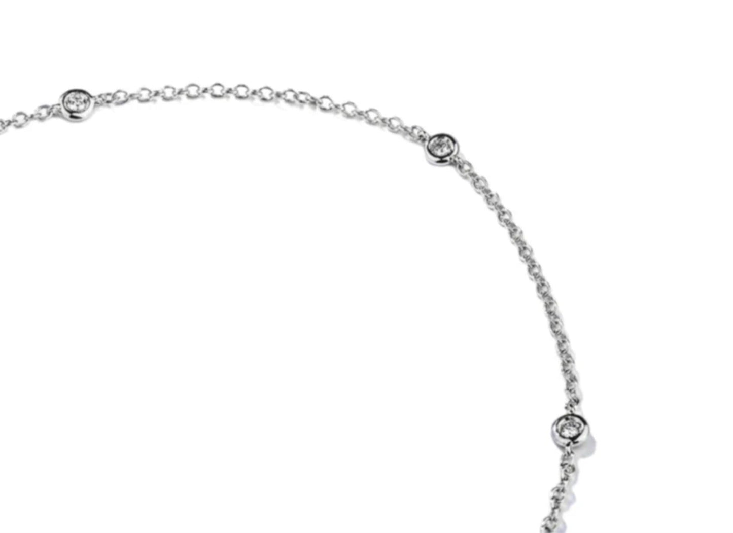 HRD-zertifizierte Halskette aus Weißgold mit 7 natürlichen Diamanten 0,77 ct