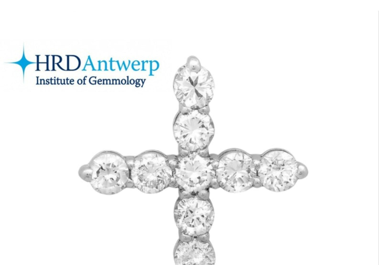 Colgante de cruz con certificación HRD en oro blanco de 18 k y diamantes naturales de 1,01 ct