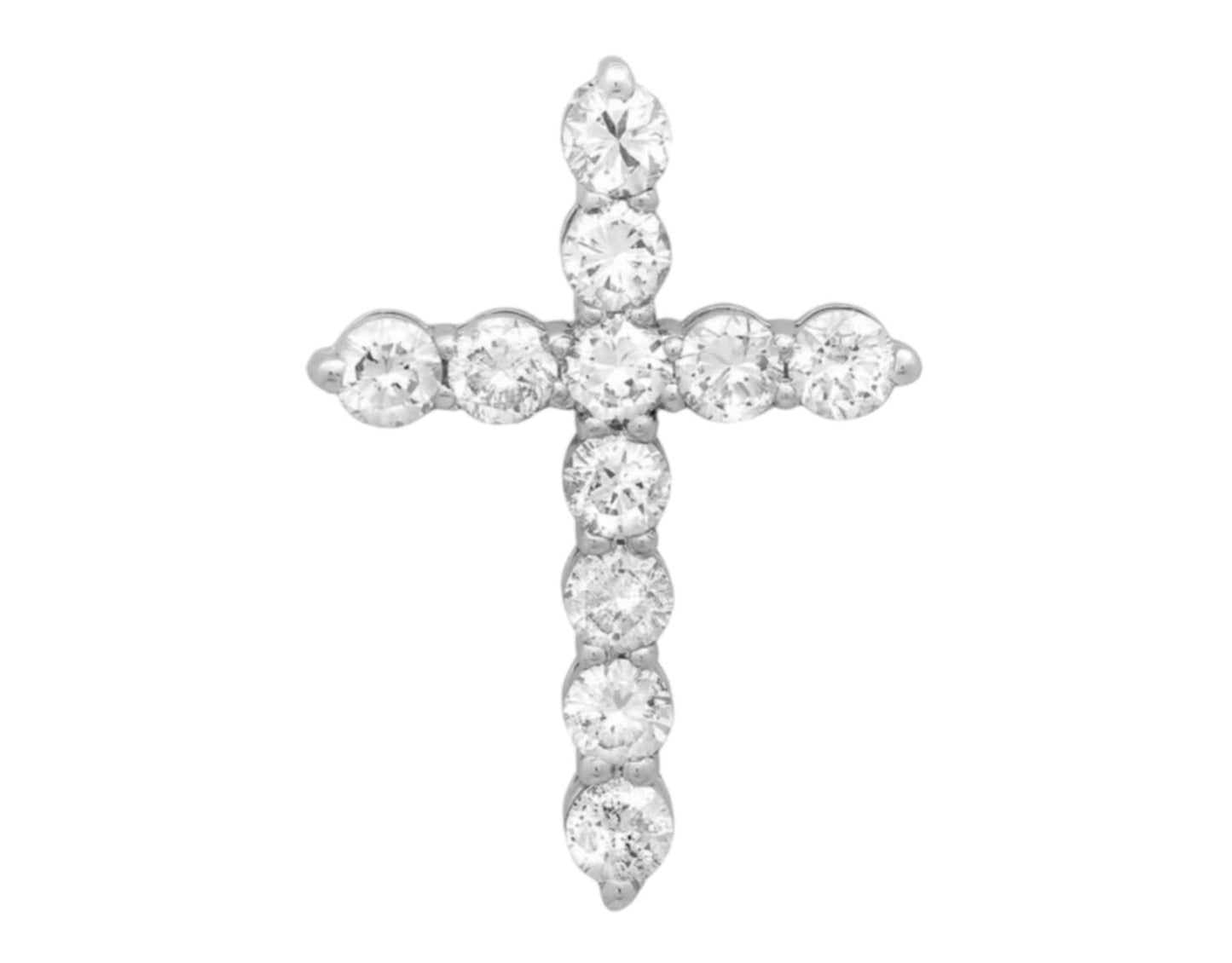 Colgante de cruz con certificación HRD en oro blanco de 18 k y diamantes naturales de 1,01 ct