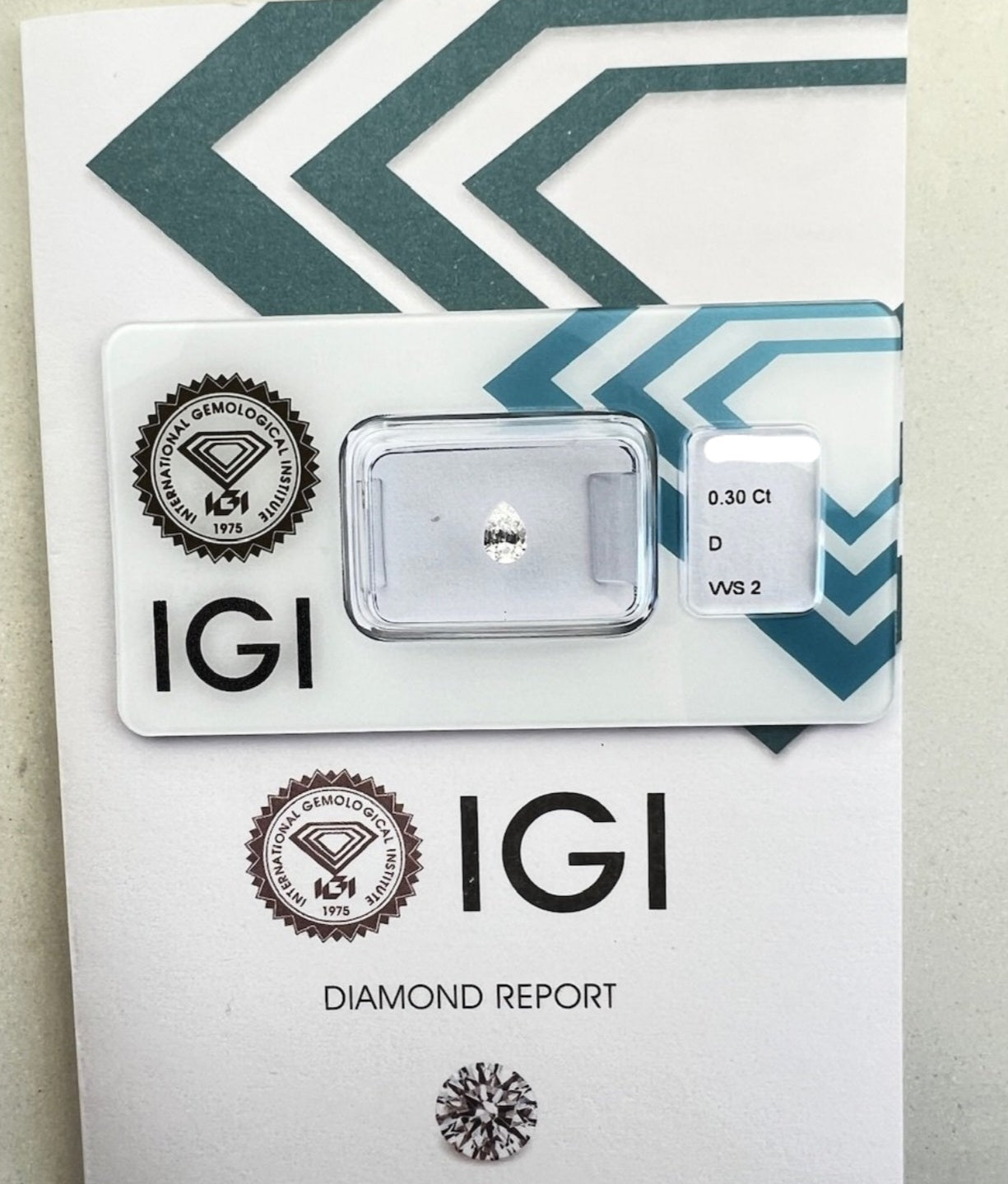 diamanti naturali certificato IGI taglio pera 0.30ct D VVS2