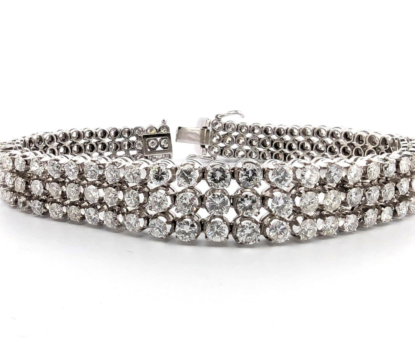 Bracciale Tennis - 18 carati Oro bianco, 18 ct Diamante (Naturale)