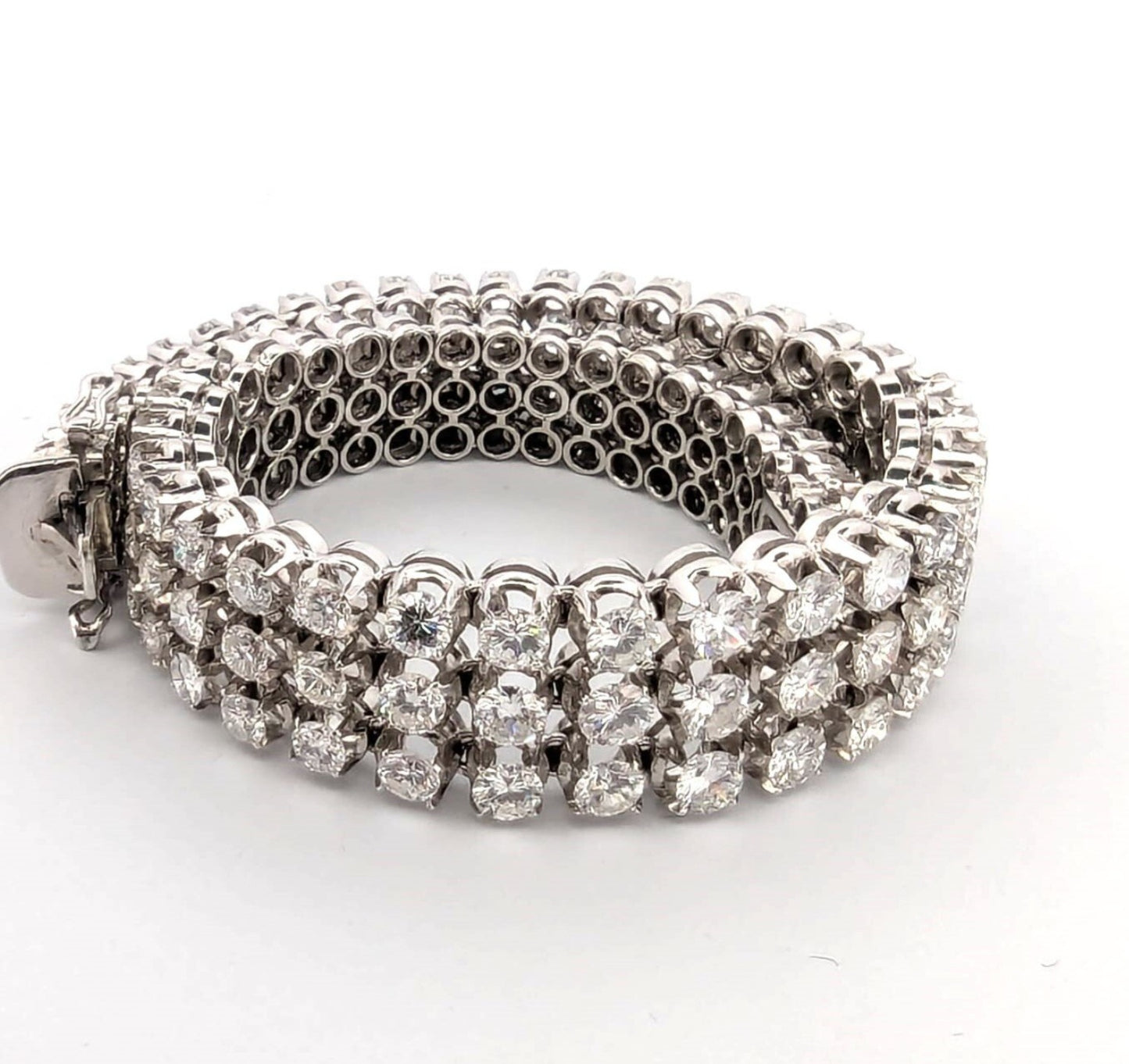 Bracciale Tennis - 18 carati Oro bianco, 18 ct Diamante (Naturale)
