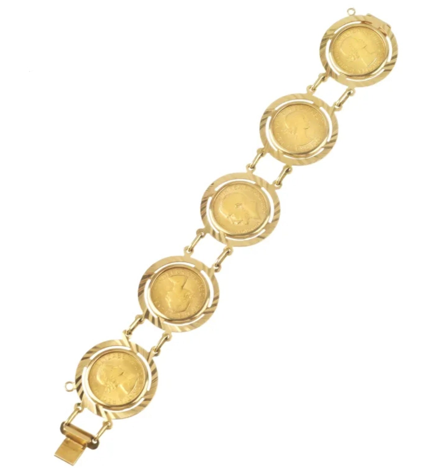 Bracciale in oro giallo con 7 sterline oro 22k
