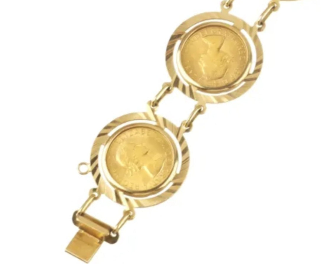 Bracciale in oro giallo con 7 sterline oro 22k