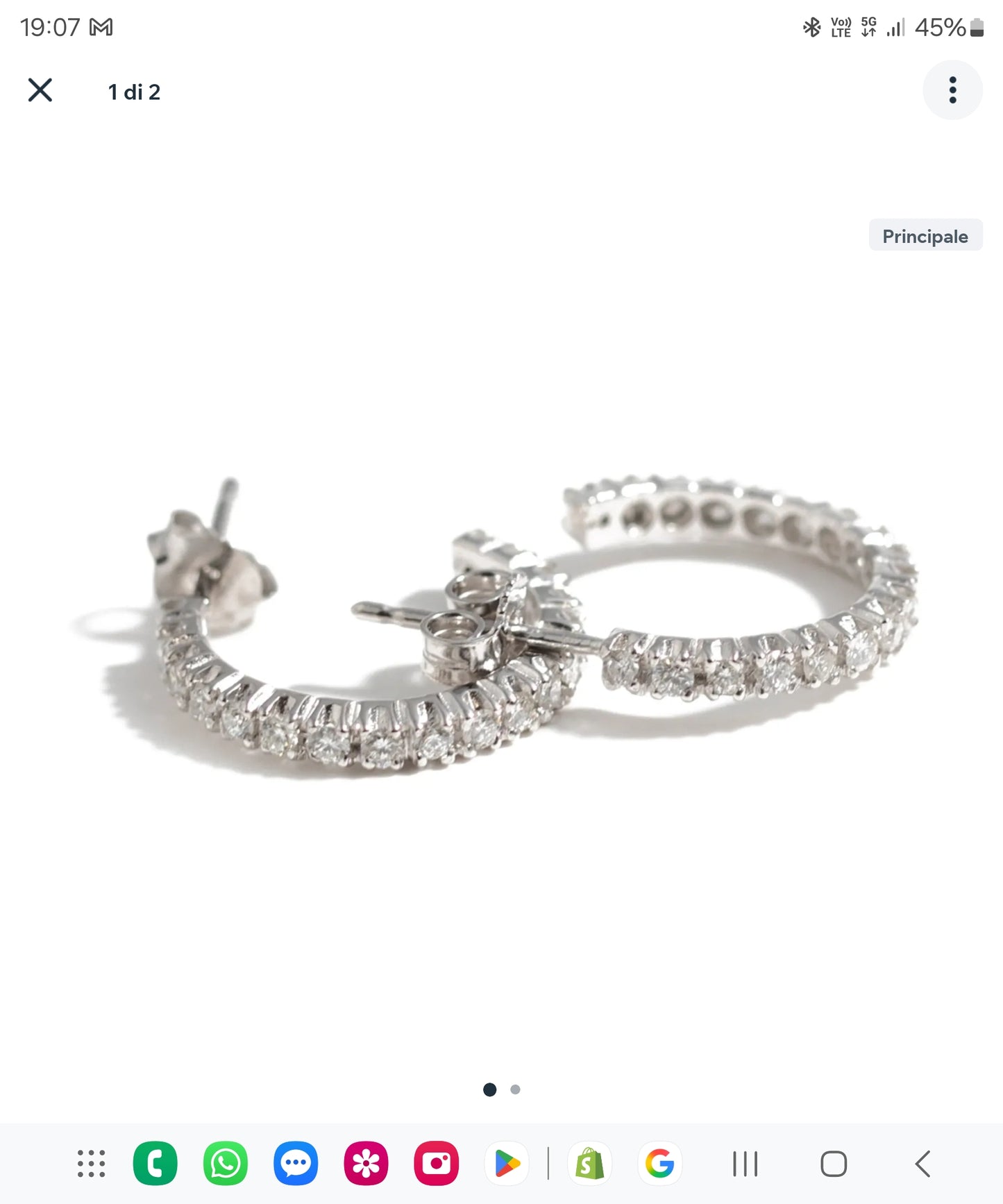 Orecchini a cerchio - 18 carati Oro bianco 1.80 ct Diamante (Naturale)