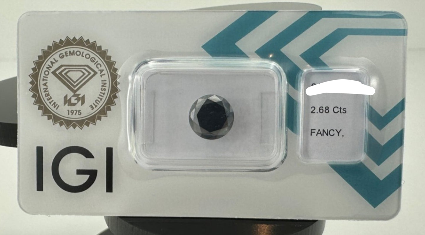 Diamante naturale certificato IGI black 2.68 ct