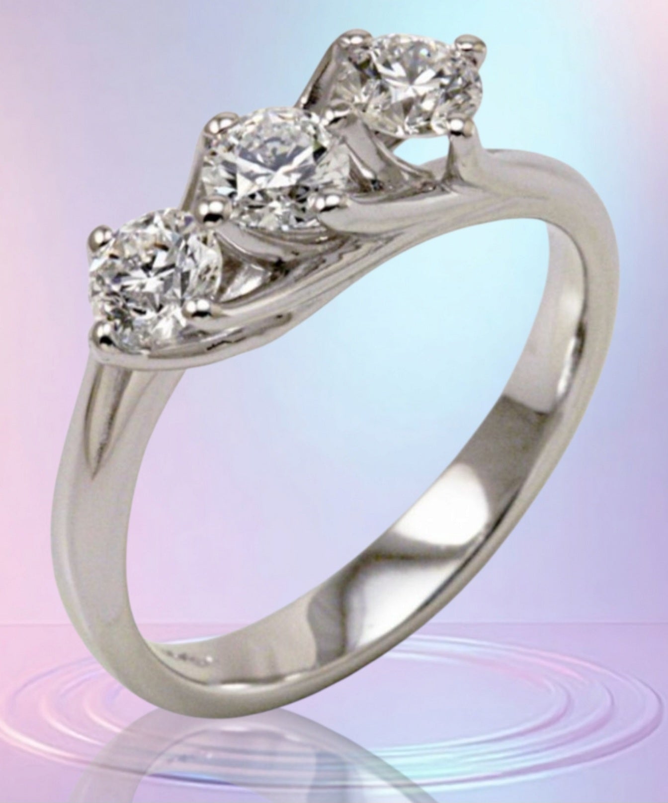 Anello Trilogy in oro bianco 18k con diamanti naturali 0.75ct