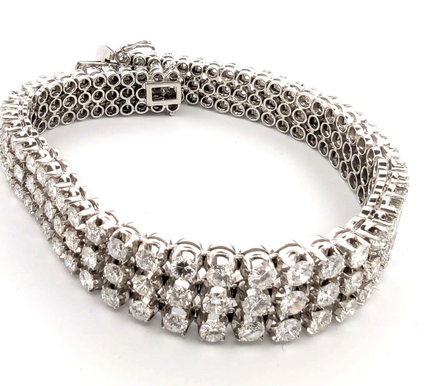 Bracciale Tennis - 18 carati Oro bianco, 18 ct Diamante (Naturale)