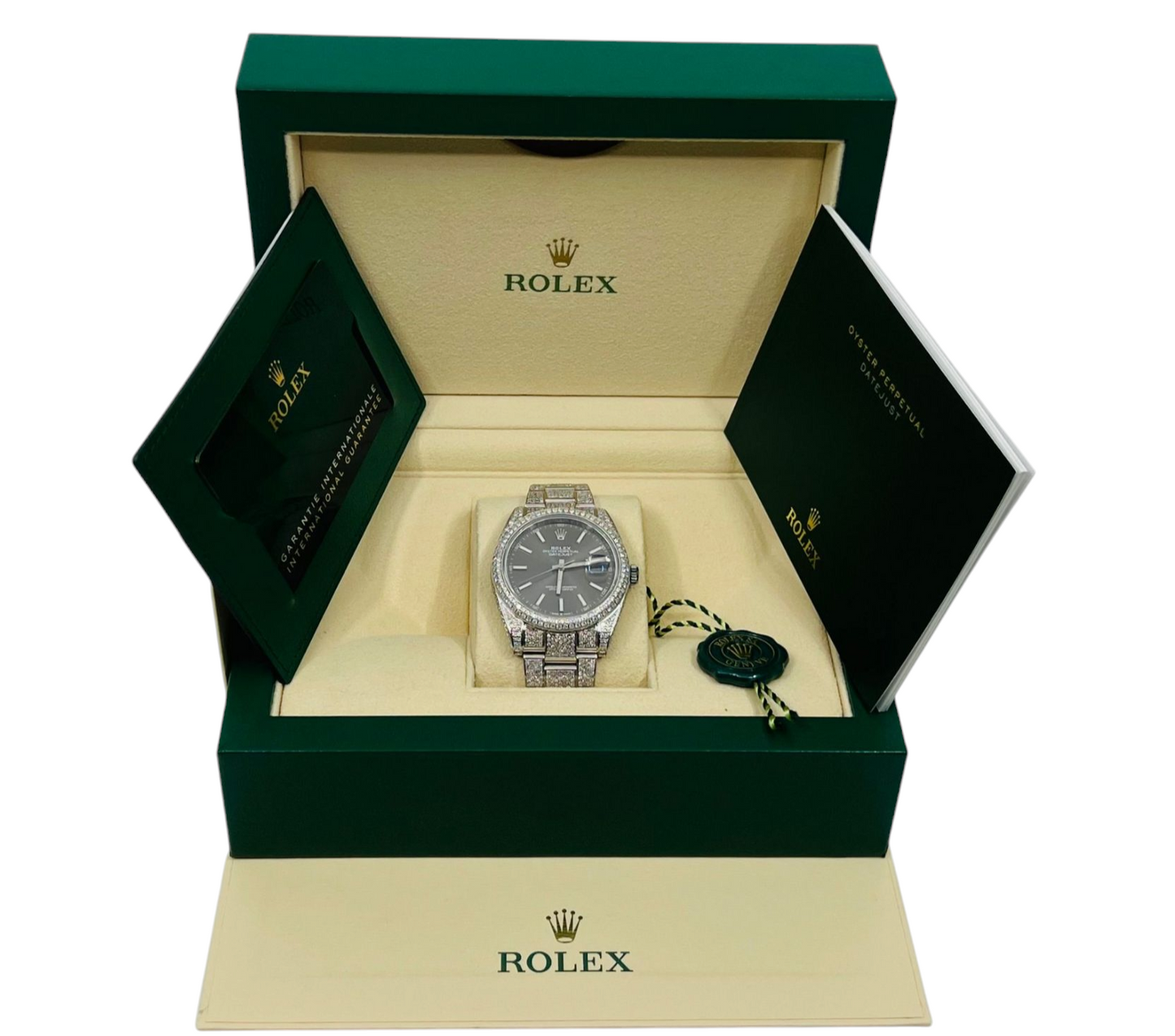 Rolex Datejust 41 - New 2021 - 126300 - Full Iced out - Diamonds - Slate Grey Di