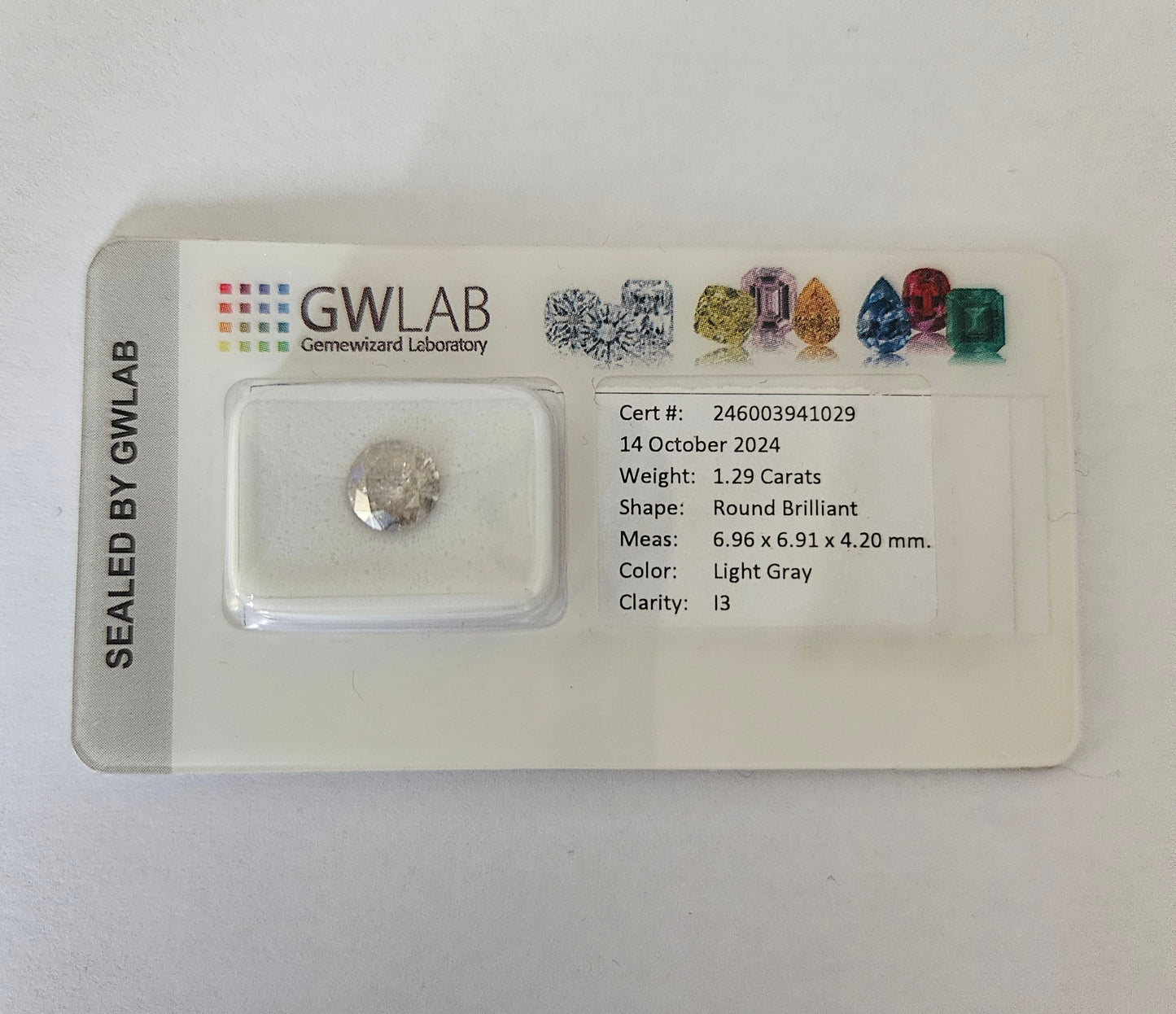 Diamante naturale certificato 1.29ct
