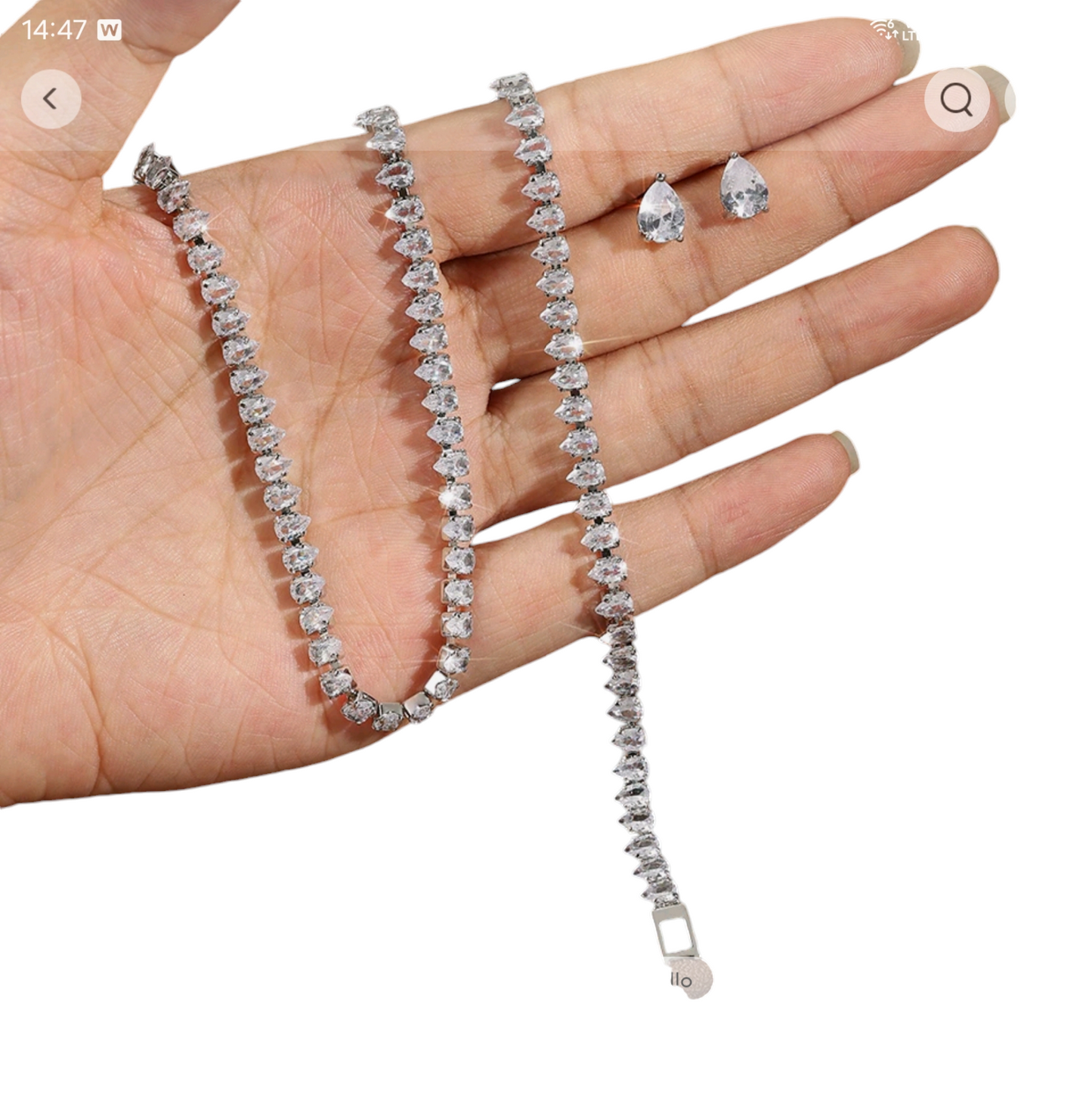 Set completo collana tennis e orecchini e bracciale in oro e diamanti naturali taglio gocce 23.15 ct