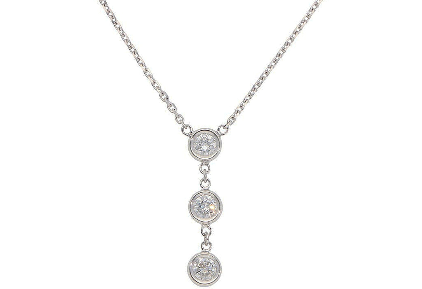 Collana trilogy in oro bianco 18k con diamanti naturali 0.45ct