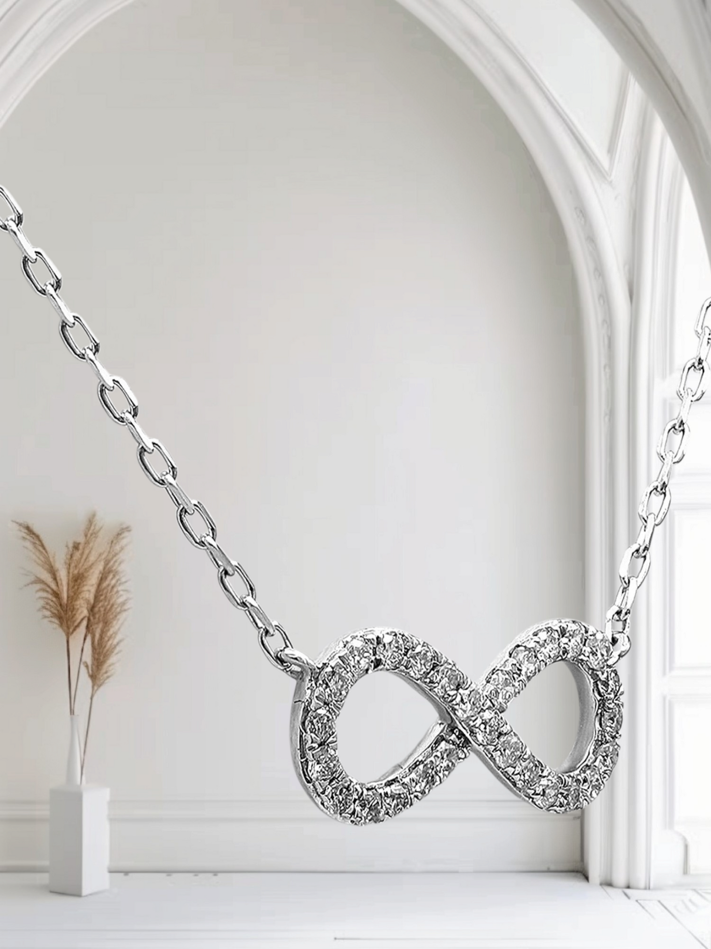 Collana con ciondolo - 18k bianco 0.21ct. tw. Diamante (Naturale)